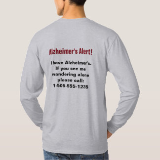 Camiseta Alerta de Alzheimer con número de teléfono persona