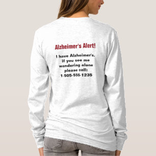 Camiseta Alerta de Alzheimer con número de teléfono persona