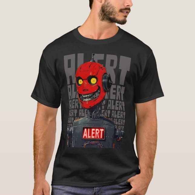 Camiseta Alerta de robot disfuncional maligno distópico de  (Anverso)