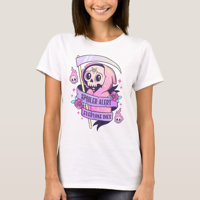 Camiseta Alerta de spoiler: Todos mueren por Halloween rosa (Anverso)