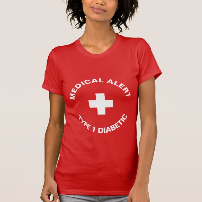 Camiseta Alerta médica personalizada Rojo diabético (Anverso)
