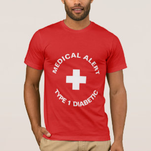 Camiseta Alerta médica personalizada Rojo diabético