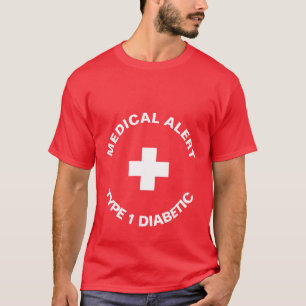 Camiseta Alerta médica personalizada Rojo diabético