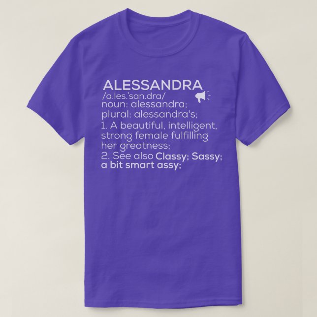 Camiseta Alessandra Nombre Alessandra Definición Alessandra (Diseño del anverso)