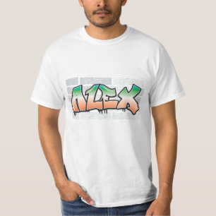 Camiseta ALEX Su Nombre Graffiti Brick Wall Paint Splatt