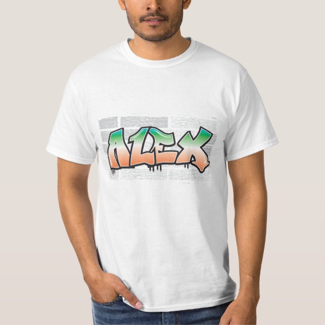 Camiseta ALEX Su Nombre Graffiti Brick Wall Paint Splatt (Anverso)