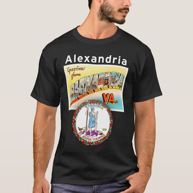 Camiseta Alexandria Virginia VA Letra grande Estado postal (Anverso)