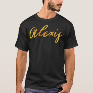 Camiseta Alexis Nombre Letras de mano en letras de oro