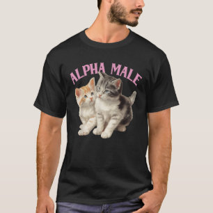Camiseta Alfa Cat Masculino Gracioso Kitten Irónico Extraño