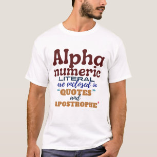 Camiseta Alfabetización alfanumérica en la programación de