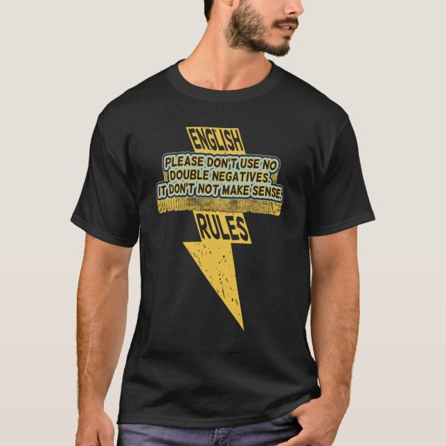 Camiseta Alfabetización doble negativa en inglés (Anverso)