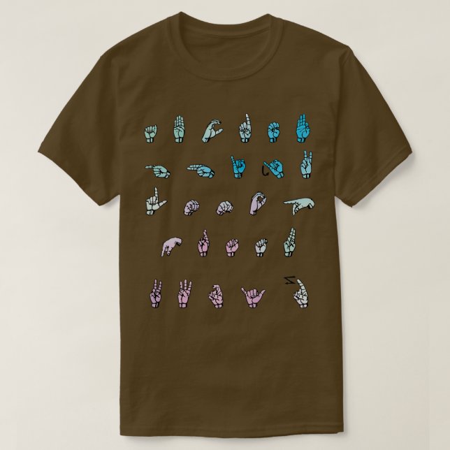 Camiseta alfabeto 2 del lenguaje de signos americano (Diseño del anverso)