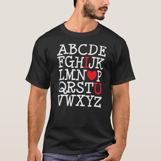 Camiseta Alfabeto ABC Te Amo Día de San Valentín Profesor (Anverso)