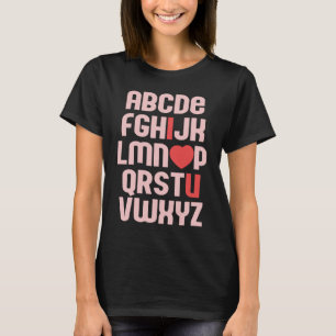 Camiseta ALFABETO ABC TE QUIERO Día de San Valentín Corazón