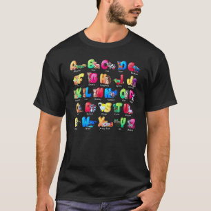 Camiseta Alfabeto Animal ABC Aprendizaje Pre K Jardín de In