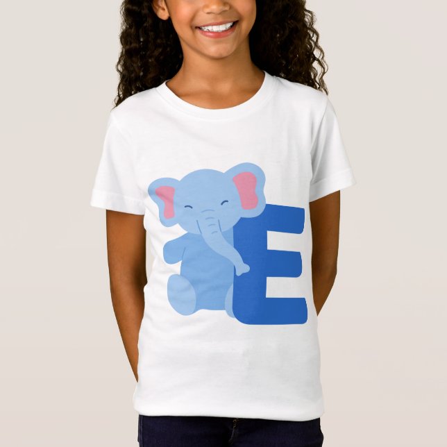 Camiseta Alfabeto animal E para elefante (Anverso)