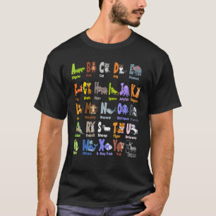 Camiseta Alfabeto Animales ABC Aprendizaje Para Niños Niñas