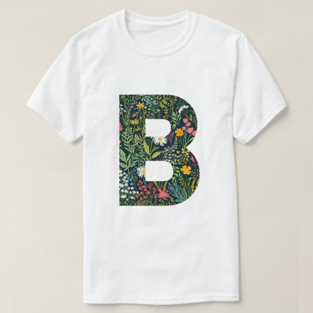Camiseta Alfabeto B botánico (Diseño del anverso)