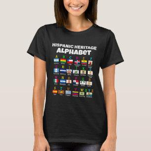 Camiseta Alfabeto De Bandera Hispana Para Los Maestros La E