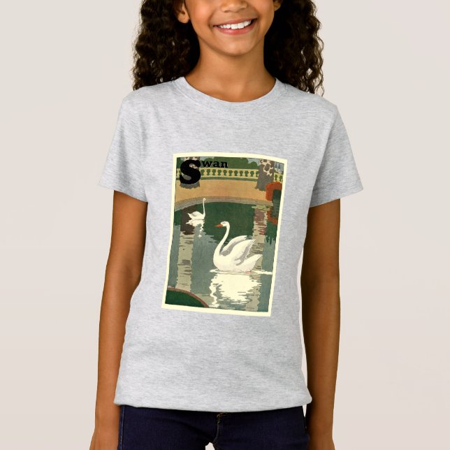 Camiseta Alfabeto de cisnes blancos vintage (Anverso)