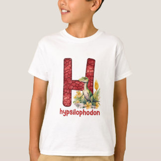 Camiseta Alfabeto de dinosaurio H Tipo Hipsilophodon