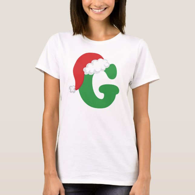 Camiseta Alfabeto de G de la letra del navidad (Anverso)
