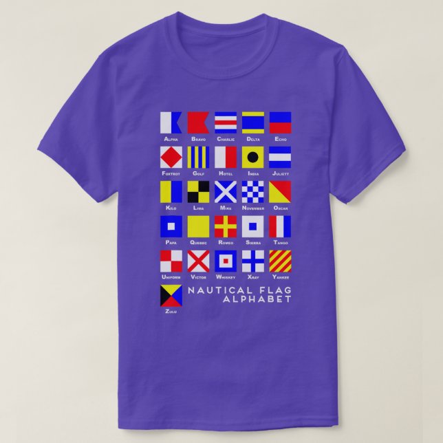 Camiseta Alfabeto de indicador de señal náutica (Diseño del anverso)