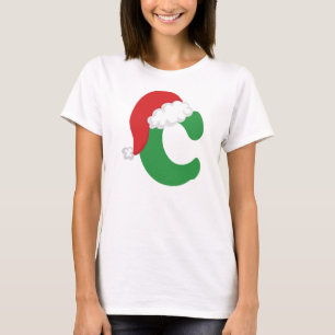 Camiseta Alfabeto de la letra C del navidad