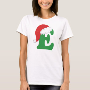 Camiseta Alfabeto de la letra E del navidad