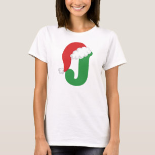 Camiseta Alfabeto de la letra J del navidad