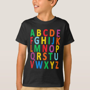 Camiseta Alfabeto De Letras Mayúsculas Aprender Niños Chica