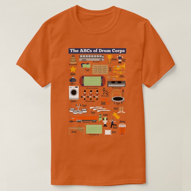 Camiseta Alfabeto de los Cuerpos de Tambor 1 (Diseño del anverso)