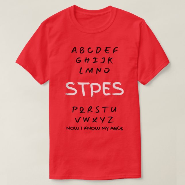 Camiseta Alfabeto de profesor de escuela STPES de ABC (Diseño del anverso)