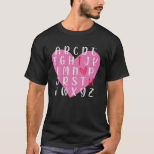 Camiseta Alfabeto de profesora inglesa corazón te ama graci