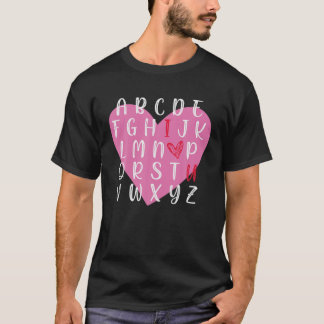Camiseta Alfabeto de profesora inglesa corazón te ama graci