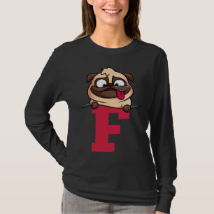 Camiseta Alfabeto de pug cutáneo, letra f, alfabeto de perr