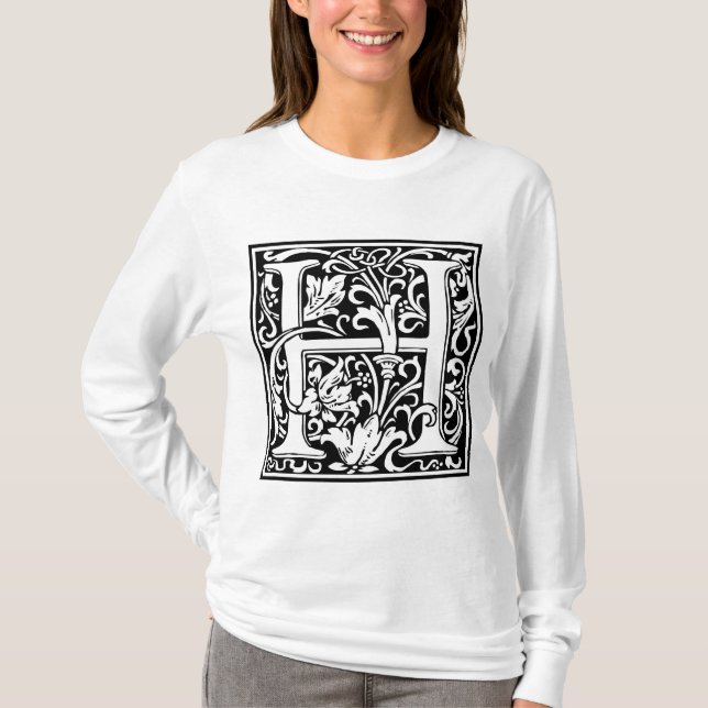 Camiseta Alfabeto de William Morris “H” (Anverso)