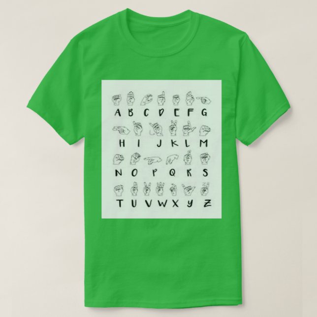 Camiseta Alfabeto del lenguaje del Rótulo ASL (Diseño del anverso)