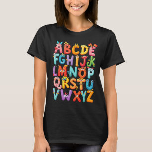 Camiseta Alfabeto Divertido A-Z Abc Niños De Vuelta A La Es