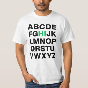 Camiseta Alfabeto divertido "hola" gráfico