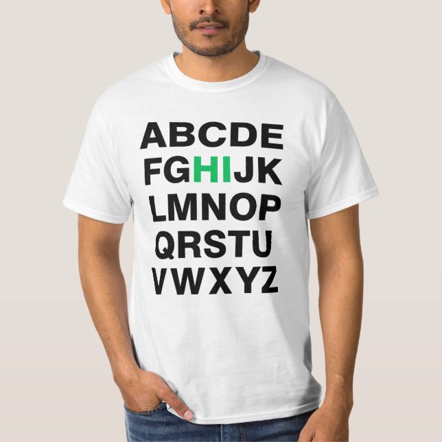 Camiseta Alfabeto divertido "hola" gráfico (Anverso)