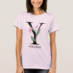 Camiseta Alfabeto floral personalizado Y Monograma