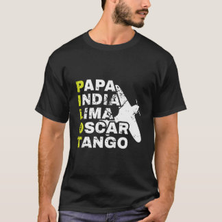 Camiseta Alfabeto Fonético de Piloto de Avión Papa India Li