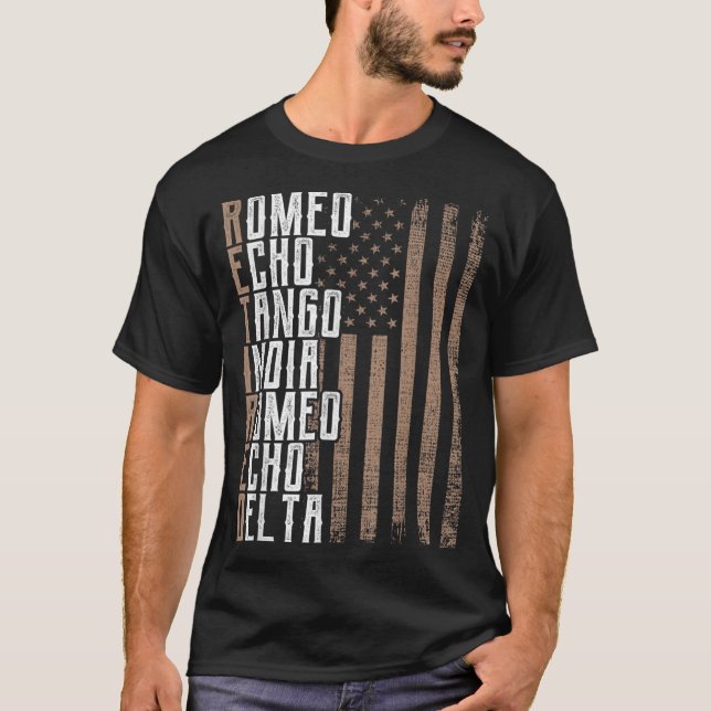 Camiseta Alfabeto fonético de veterano militar de los Estad (Anverso)