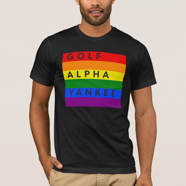 Camiseta Alfabeto fonético GAY Golf Alpha Yankee (Anverso)