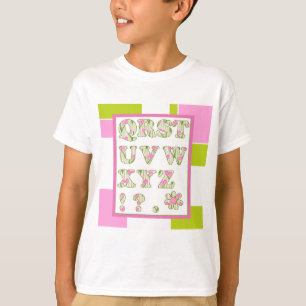 Camiseta Alfabeto gracioso, alfabeto floral, alfabeto