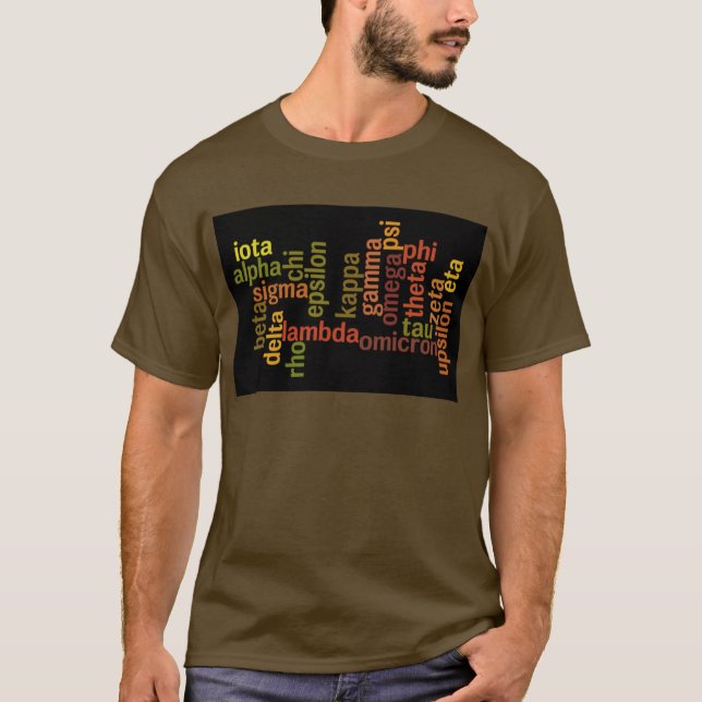 Camiseta Alfabeto griego (nube de la palabra) (Anverso)
