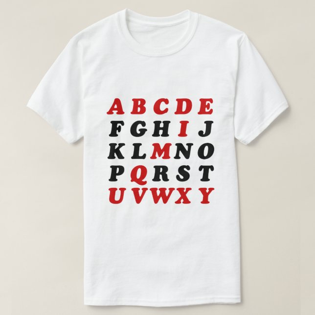 Camiseta Alfabeto inglés (Diseño del anverso)