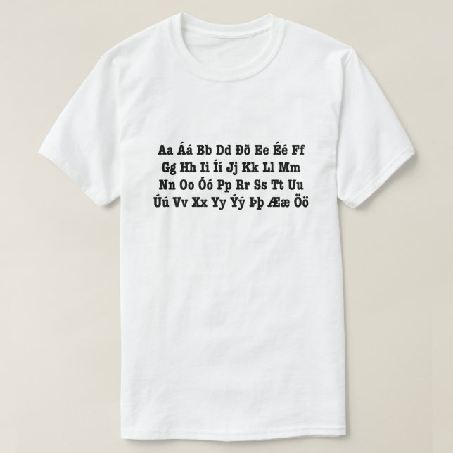 Camiseta Alfabeto islandés [Íslenska Stafrófič] (Diseño del anverso)