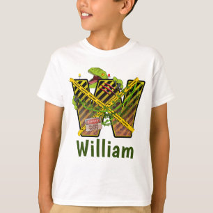 Camiseta Alfabeto Jurásico Letra inicial nombre personal